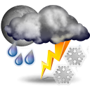 Gewitter und Schneeregen